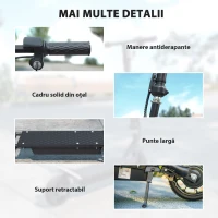 HOMCOM Trotinetă Electrică cu Afisaj pentru Baterie, Lumini, Înălțime Reglabilă și Anvelope Mari din Cauciuc, 42x94x105-108 cm, Negru(m-9)