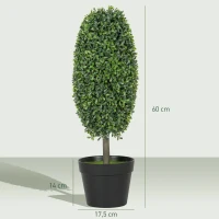 HOMCOM Set de 2 Plantas Artificiales Árboles Artificiales Resistentes a los Rayos UV en Maceta Plástico Cemento Verde(m-3)