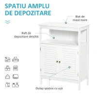 Kleankin Dulap pentru Baie Impermeabil cu 2 Rafturi si Dulapior MDF Alb(m-4)