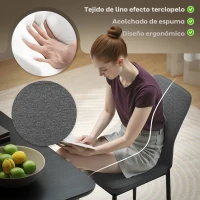 HOMCOM Conjunto de 2 Sillas de Comedor con Tapizado de Terciopelo Sintético Respaldo Curvo y Patas de Acero 45x57x86 cm Gris(m-5)
