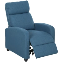 HOMCOM Sillón Relax Reclinable Manualmente con Reposapiés y Acolchado en Tela Azul(m-6)