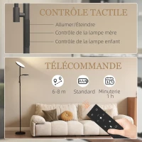 HOMCOM Lampadaire LED 42W dimmable 2700K-6500K 4 couleurs variation continue, 4 modes scène, télécommande et contrôle tactile(m-6)