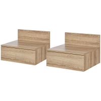 HOMCOM 2 Mesas de Cabeceira Flutuante Conjunto de 2 Mesas de Cabeceira de Parede com Gaveta 43x36,5x30,5 cm Madeira(m-11)