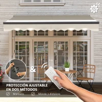 Outsunny Toldo Eléctrico Retráctil con Manivela Inclinación Ajustable y Protección UV para Jardín Terraza 296x250 cm Crema(m-4)