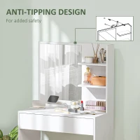 HOMCOM Dressing Table with Mirror and Storage - White(m-7)