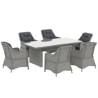 Outsunny Seven-Piece Rattan Dining Set - Mixed Grey(m-1)
