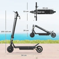 HOMCOM Tottinette électrique pliable 150W pour enfant de 7 à 14 ans hauteur guidon 14 Km/h max. noir(m-3)