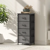 HOMCOM Chest of Four Fabric Drawers - Charcoal Grey(m-9)