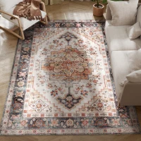HOMCOM Rutschfester und Waschbarer Bohemianischer Kurzflorteppich für Wohnzimmer und Schlafzimmer, 230x160 cm, Braun(m-5)