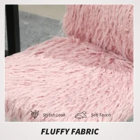 HOMCOM Plush Office Desk Chair, Modern Armless Swivel Vanity Chair with Adjustable Height for Home Office, Bedroom, Living Room, Pink(m-4)