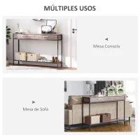 HOMCOM Consola Recibidor Estrecha Mesa Auxiliar Estrecha para Puerta de Entrada 120x30x81,5 cm Estilo Industrial Imitación Roble(m-6)
