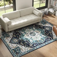 HOMCOM Alfombra Boho Antideslizante y Lavable a Pelo Corto para Sala y Dormitorio, 230x160 cm, Multicolor(m-2)