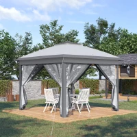 Outsunny Tonnelle 3 x 3 m barnum de jardin Pop-up tente pliant double toit 4 moustiquaires zippées amovibles + sac de transport(m-8)