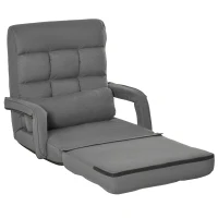 HOMCOM Sillón Cama con Función de Sofá Acolchado Respaldo Ajustable de 5 Posiciones Gris Oscuro(m-7)