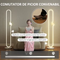 HOMCOM Lampă de Podea LED Reglabilă în formă de Notă Muzicală Albă(m-6)