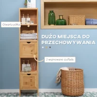 Szafka łazienkowa kleankin, 3 półki, 2 szuflady, bambus, 30 cm x 30 cm x 140 cm, naturalny(m-4)