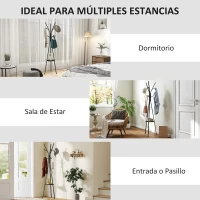 HOMCOM Perchero de Pie Forma de Árbol Perchero para Ropa de Metal con 9 Ganchos y Estante Perchero Vintage 45x45x180 cm Negro(m-6)