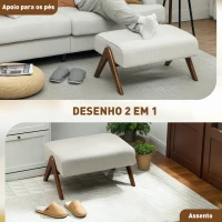 HOMCOM Apoio para Pés Estofado em Veludo Otomana Retangular com Assento Almofadado e Pés de Madeira 69x47x36 cm Bege(m-4)