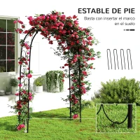 Outsunny Arco de Jardín de Acero para Rosas y Plantas Trepadoras Arco de Boda para Plantas y Decoraciones 125x37x230 cm Negro(m-5)