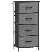 HOMCOM Chest of Four Fabric Drawers - Charcoal Grey