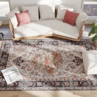 HOMCOM Rutschfester und Waschbarer Bohemianischer Kurzflorteppich für Wohnzimmer und Schlafzimmer, 230x160 cm, Braun(m-1)