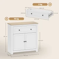 HOMCOM Sideboard Storage Cabinet, Morden Kitchen Cupboard with Adjustable Shelf, Drawer and Double Doors, Sideboard for Living Room, Dining Room, Hallway, White(m-3)