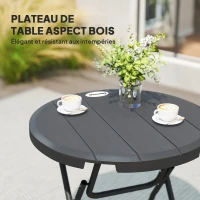 Outsunny Table de jardin ronde table de salle à manger extérieur pour 4 personnes avec plateau en HDPE et cadre en acier(m-5)