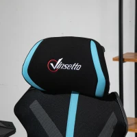 Vinsetto Silla Gaming con Reposapiés Retráctil Silla de Oficina Giratoria Reclinable con Reposacabezas y Altura Ajustable 65x65x119-129 cm Negro y Azul(m-9)