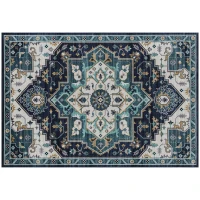HOMCOM Alfombra Boho Antideslizante y Lavable a Pelo Corto para Sala y Dormitorio, 230x160 cm, Multicolor(m-1)
