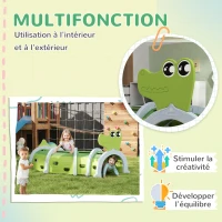 AIYAPLAY Tunnel enfant en forme de crocodile, modulable, tunnel de jeu pour enfants, enfants de 3 à 6 ans ramper et grimper, vert(m-4)