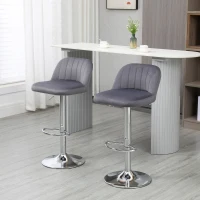 HOMCOM Juego de 2 Taburetes de Cocina Taburetes Altos con Altura Ajustable Asiento Giratorio 43x45x81-101 cm Gris(m-2)