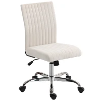 HOMCOM Bürostuhl ohne Armlehnen, Schreibtischstuhl, höhenverstellbar und 360° drehbar, 43 x 56 x 78-88 cm, Creme(m-6)