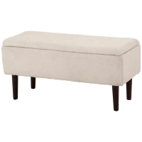 HOMCOM Scaun Modern cu Spațiu de Depozitare și Picioare din Lemn, Scaun Tapițat pentru Living sau Dormitor, 95x38x45 cm, Bej(m-10)