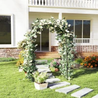 Outsunny Arche de Jardin Arche à rosiers Style Fer forgé dim. 125L x 37l x 230H cm acier époxy Noir pour plantes grimpantes(m-9)