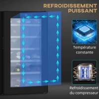 HOMCOM Cave à vin 24 bouteilles 65L haute performance température réglable 5-20° avec lumière LED panneau contrôle tactile noir(m-9)