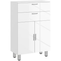 kleankin Mueble Auxiliar Baño Moderno con 2 Cajones Armario y Estantes Ajustables Antivuelco Carga 35 kg 60x30x93 cm Blanco