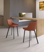 STONES Set 2 scaune de bar din țesătură culoare ruginie cu picioare metalice negre(m-1)