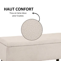 HOMCOM Banc de rangement coffre de rangement pieds en bois de caoutchouc 95 x 38 x 45 cm beige(m-6)