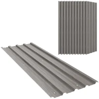 Outsunny Set of 12 Corrugated Steel Roof Sheet Panels - Grey Wood Effect(m-11)