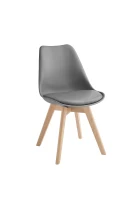 STONES Set 4 Scaune Moderne din Polipropilenă și Lemn de Fag – Gri Închis, Șezut din Imitație de Piele(m-1)