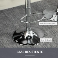 HOMCOM Juego de 2 Taburetes de Cocina Taburetes Altos con Altura Ajustable Asiento Giratorio 43x45x81-101 cm Gris(m-6)