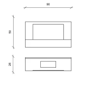 STONES Șemineu bio montat pe perete 26cm X 90cm H. 50cm(m-3)
