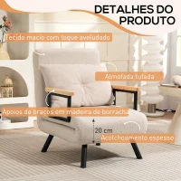 HOMCOM Poltrona Convertível em Cama Poltrona 3 em 1 Convertível em Cama com Encosto Ajustável em 5 Níveis 63x73x81 cm Bege(m-6)