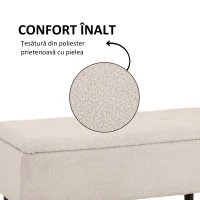 HOMCOM Scaun Modern cu Spațiu de Depozitare și Picioare din Lemn, Scaun Tapițat pentru Living sau Dormitor, 95x38x45 cm, Bej(m-6)