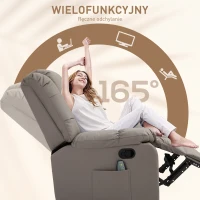 HOMCOM fotel do masażu fotel telewizyjny fotel z funkcją masażu sztuczna skóra drewno metal pianka kolor szary 94 x 99 x 99 cm(m-5)