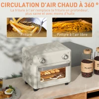 HOMCOM 10L Friteuse sans huile mini four à air chaud 1 000 W avec température réglable 80°C-230°C, minuterie, 32x27,2x29,8cm(m-7)