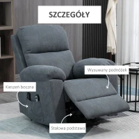 HOMCOM Fotel masujący z funkcją podnoszenia, Fotel z funkcją podnoszenia, 8 silników wibracyjnych, z pilotem, szary(m-7)