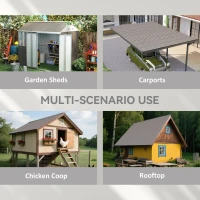 Outsunny Set of 12 Corrugated Steel Roof Sheet Panels - Grey Wood Effect(m-4)