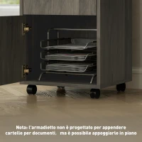 HOMCOM Cassettiera Portadocumenti a 4 Ruote con Ripiano Aperto e Cassetti, in Legno e Metallo, 40x35x60 cm, Grigio(m-7)