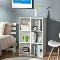 HOMCOM Mobile Libreria Moderno a 6 Cubi in Legno, 65.5x30x97.5 cm, Bianco(m-7)